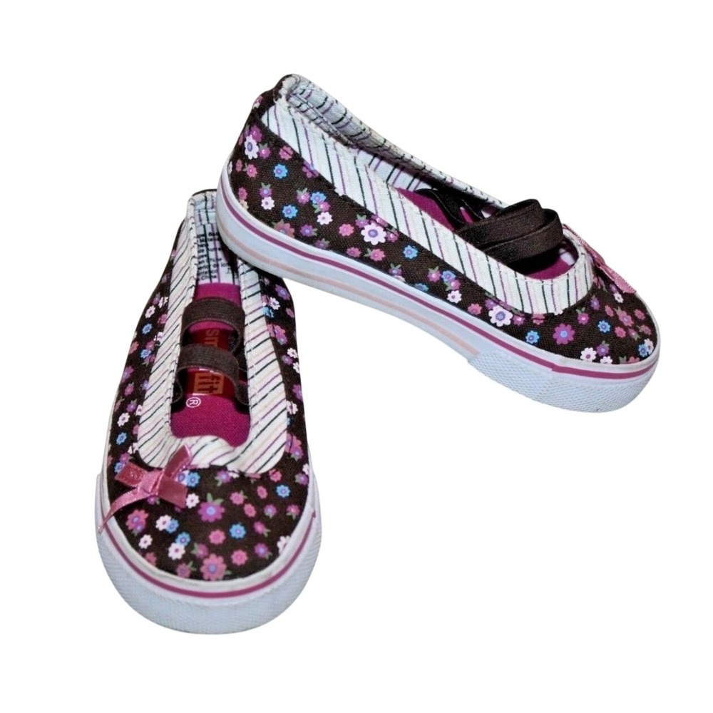 Teeny Toes Toddler Girls Polka Dot Mary Jane Sneakers Brown Pink Size 4W